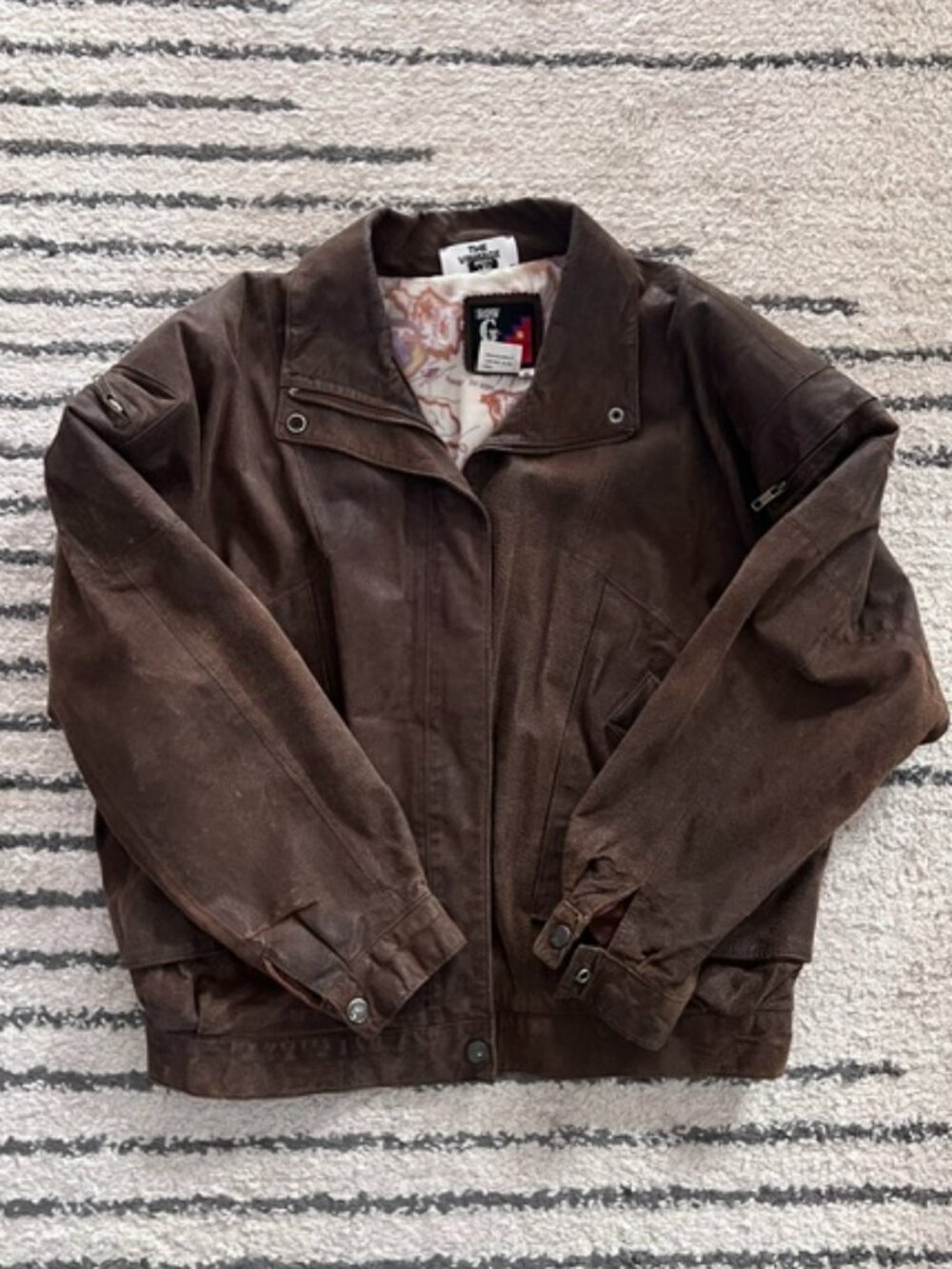 Vintage Leather Bomber Jacket, Size M